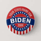 Joeバイデン氏2020をサポートするための名前または州の追加 缶バッジ (正面)