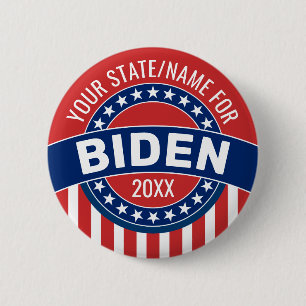 Joeバイデン氏2020をサポートするための名前または州の追加 缶バッジ