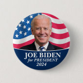 Joeバイデン氏2024 for President写真 缶バッジ (正面)