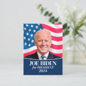 Joeバイデン氏2024 for President Photo and Flag ポストカード (スタンド正面)