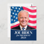 Joeバイデン氏2024 for President Photo and Flag ポストカード (正面/裏面)