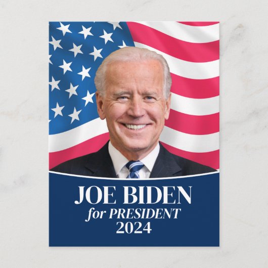 Joeバイデン氏2024 for President Photo and Flag ポストカード (正面)
