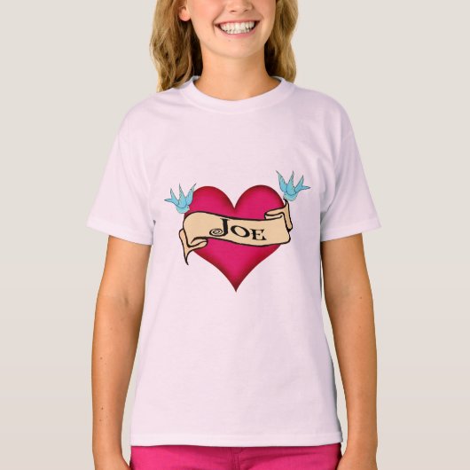 Joe -カスタムハートタトゥーTシャツ&ギフト Tシャツ (正面)