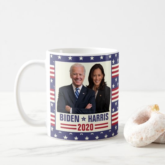 Joe Kamala Harris 2020米国大統領写真 コーヒーマグカップ (ドーナツ)