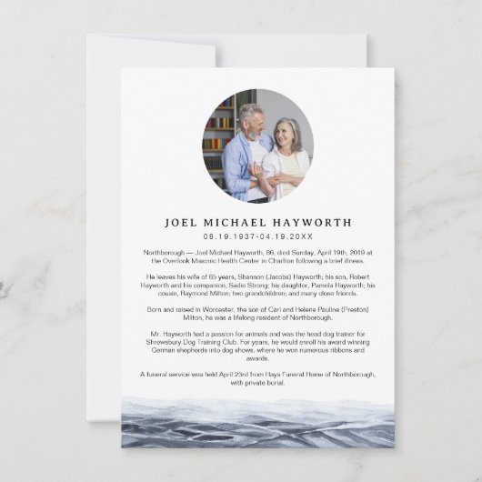 JOELミニマル海水写真の死亡記事カード カード (正面)