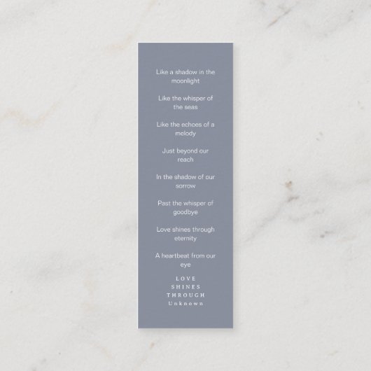 JOELミニマル海水葬詩ブックマーク スキニー名刺 (裏面)