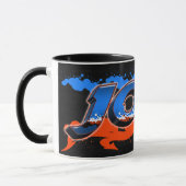Joel Vorname Name Graffiti blue orange Tasse マグカップ (左)