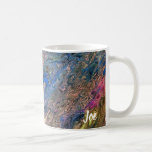 Joe's抽象芸術アート-青とピンク-コーヒーカップ コーヒーマグカップ