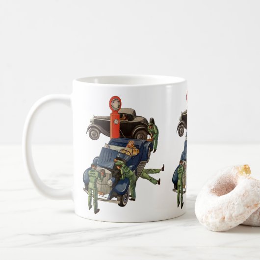 Joe's Full Service Gas Station、ヴィンテージ・ビジネス コーヒーマグカップ (ドーナツ)