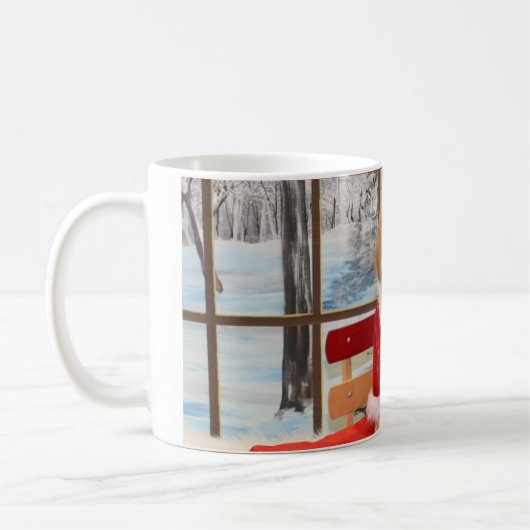 Joeyが付いているクリスマスのマグ コーヒーマグカップ (左)