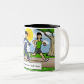 Jogger Runner- Couple Cartoon by PrintedPerfection ツートーンマグカップ (正面右)