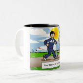 Jogger Runner- Couple Cartoon by PrintedPerfection ツートーンマグカップ (正面左)