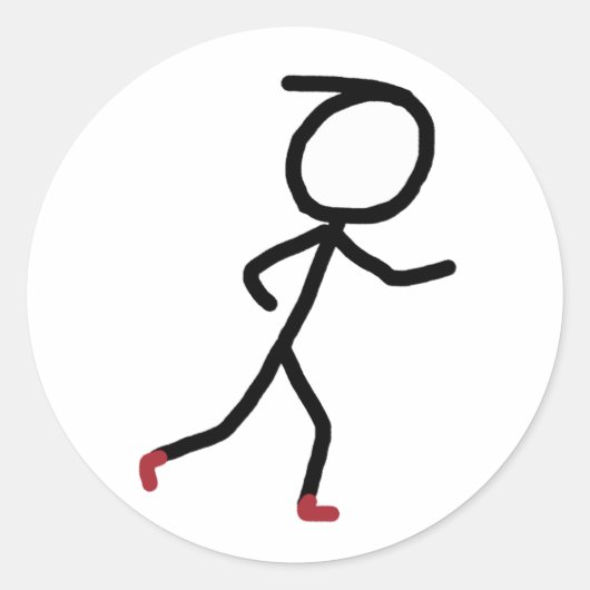 Jogging Stickman ラウンドシール (正面)
