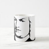 Johann Sebastian Bach abstrakt in Schwarz und weiß コーヒーマグカップ (中央)
