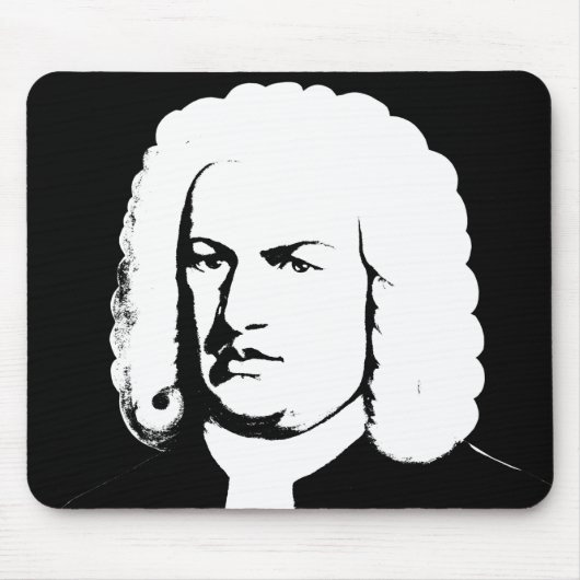 Johann Sebastian Bach abstrakt in Schwarz und weiß マウスパッド (正面)