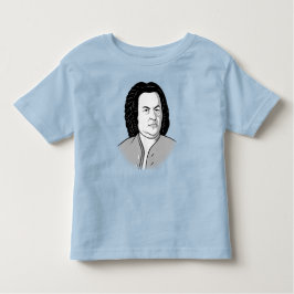 Johann Sebastian Bach Cartoon in schwarz weias gra トドラーTシャツ