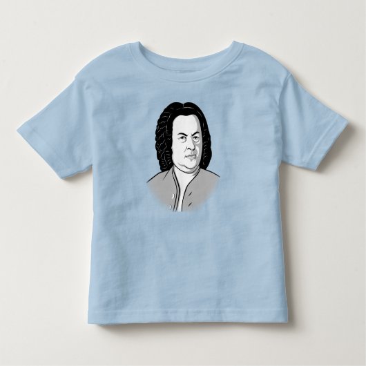 Johann Sebastian Bach Cartoon in schwarz weias gra トドラーTシャツ (正面)