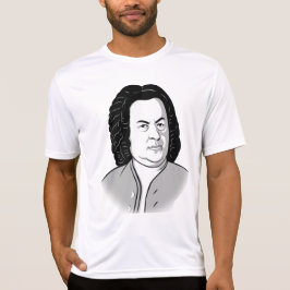 Johann Sebastian Bach Cartoon in schwarz weias gra Tシャツ