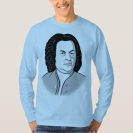 Johann Sebastian Bach Cartoon in schwarz weias gra Tシャツ
