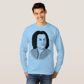 Johann Sebastian Bach Cartoon in schwarz weias gra Tシャツ (正面フル)