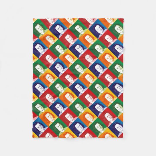 Johann Sebastian Bach im Cartoon Stil フリースブランケット (正面)