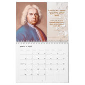 Johann Sebastian Bach Kalender + Zitate/Tributes カレンダー (3月 2027)