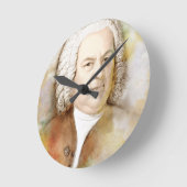Johann Sebastian Bach Portrait in beige ラウンド壁時計 (傾斜)