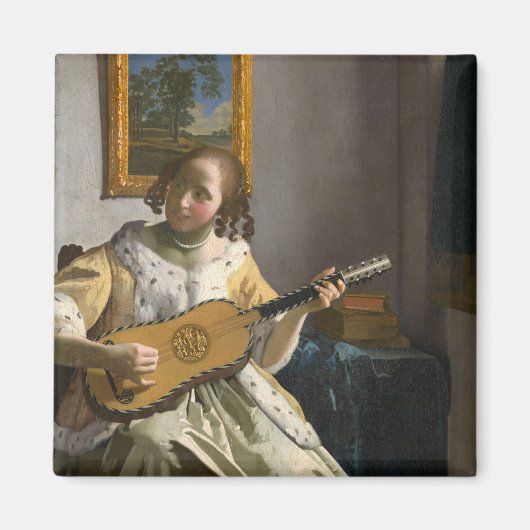 Johannes Vermeer – ギタープレーヤー マグネット (正面)