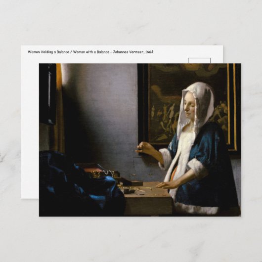 Johannes Vermeer – バランスを保つ女性 ポストカード (正面/裏面)