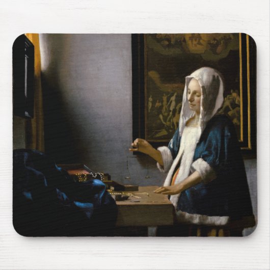 Johannes Vermeer – バランスを保つ女性 マウスパッド (正面)
