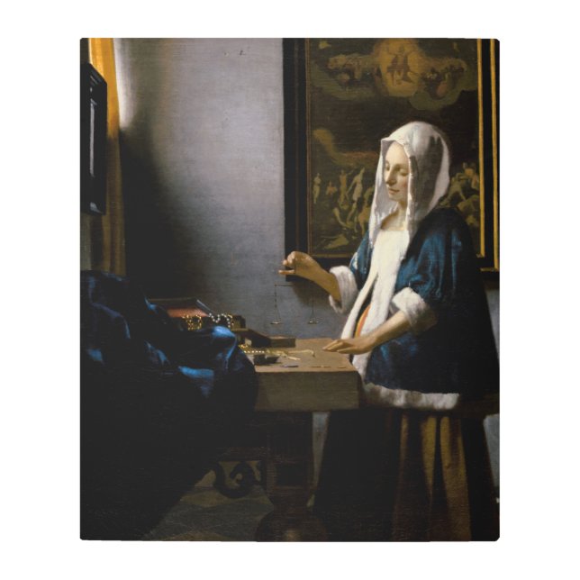 Johannes Vermeer – バランスを保つ女性 メタルプリント (正面)