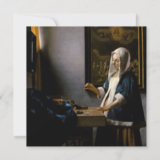 Johannes Vermeer – バランスを保つ女性 招待状 (正面)