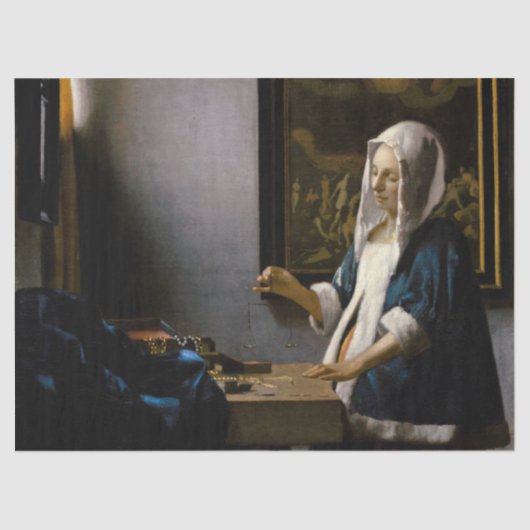 Johannes Vermeer – バランスを保つ女性 薄葉紙 (正面)