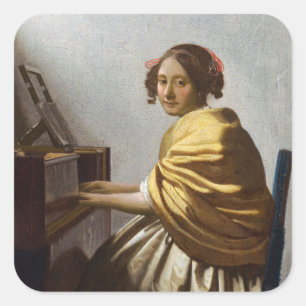 Johannes Vermeer – バージナルに着席した若い女性 スクエアシール