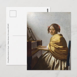Johannes Vermeer – バージナルに着席した若い女性 ポストカード