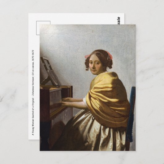 Johannes Vermeer – バージナルに着席した若い女性 ポストカード (正面/裏面)