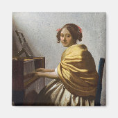 Johannes Vermeer – バージナルに着席した若い女性 マグネット (正面)