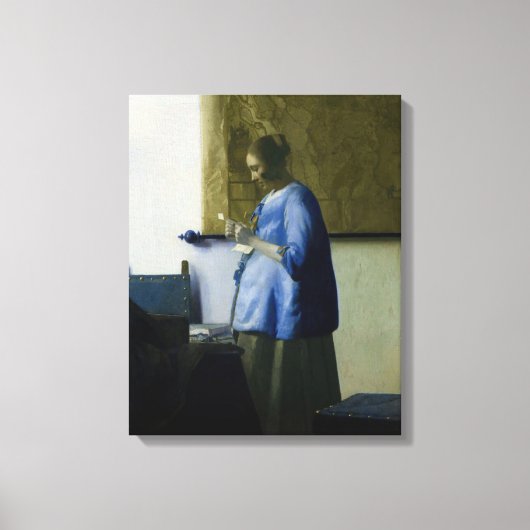 Johannes Vermeer – ブルーの読女性の手紙 キャンバスプリント (正面)