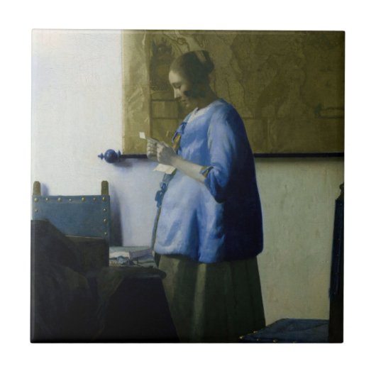 Johannes Vermeer – ブルーの読女性の手紙 タイル (正面)