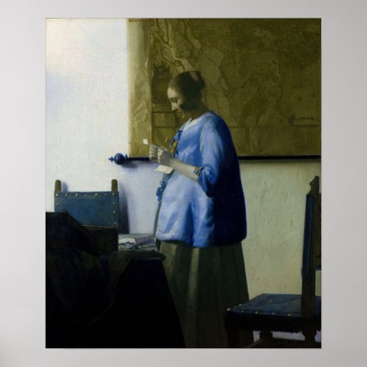 Johannes Vermeer – ブルーの読女性の手紙 ポスター (正面)
