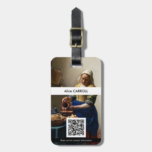 Johannes Vermeer – ミルクメイド – QRコード ラゲッジタグ (正面縦)