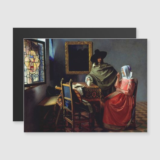 Johannes Vermeer – ワインマグネティックカードのグラス (正面/裏面)