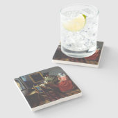 Johannes Vermeer – ワインマグネティックカードのグラス ストーンコースター (横)