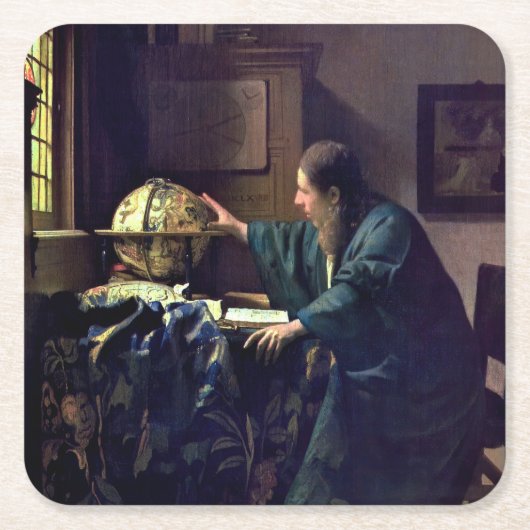 Johannes Vermeer – 天文学者 スクエアペーパーコースター (正面)