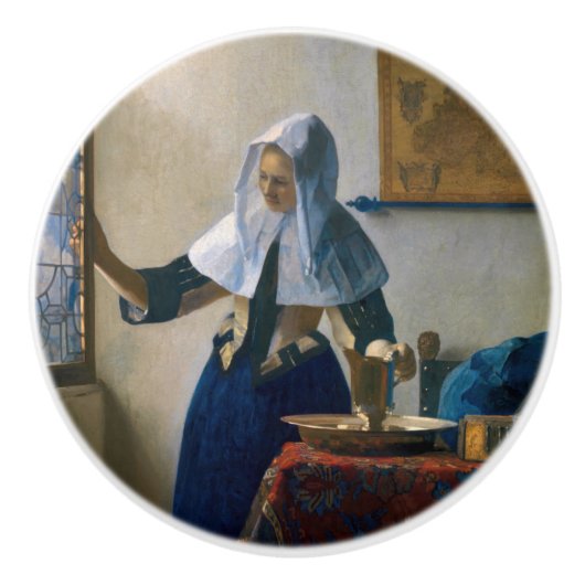 Johannes Vermeer – 水差し女性 セラミックノブ (正面)