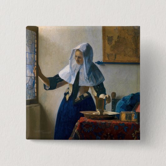 Johannes Vermeer – 水差し女性 缶バッジ (正面)