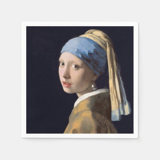 JOHANNES VERMEER – 真珠のイヤリングを持つ女の子1665 スタンダードカクテルナプキン (正面)
