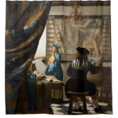 Johannes Vermeer - 絵画の寓話 シャワーカーテン (正面)