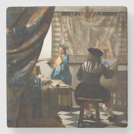 Johannes Vermeer - 絵画の寓話 ストーンコースター (正面)