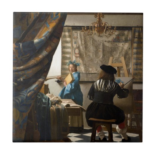 Johannes Vermeer - 絵画の寓話 タイル (正面)